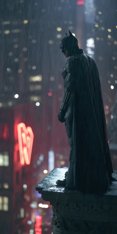 Dark Knight Rainy City Vigilante 4K wallpaper for desktop and mobile - Pixbee