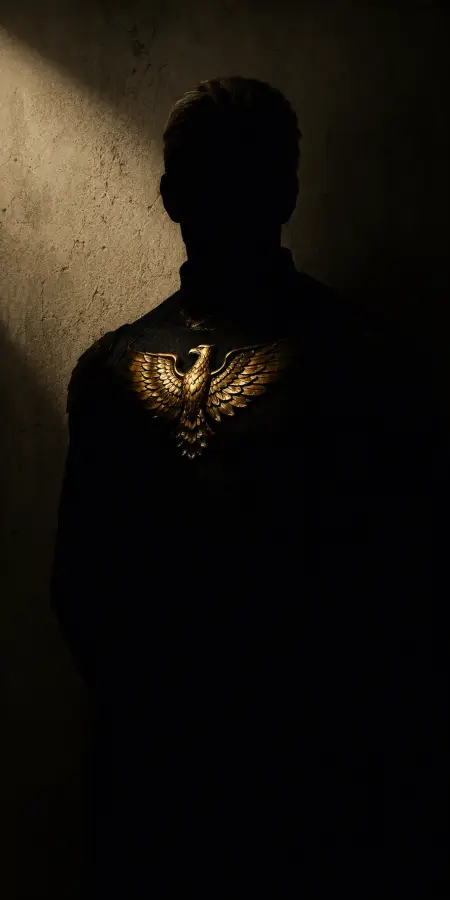 Dark Portrait Closeup Of Golden Eagle Emblem 4K wallpaper for desktop and mobile - Pixbee