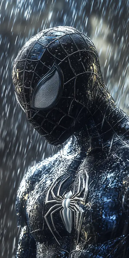 Dark Spider Rises In Rain - Spiderman 4K wallpaper for desktop and mobile - Pixbee