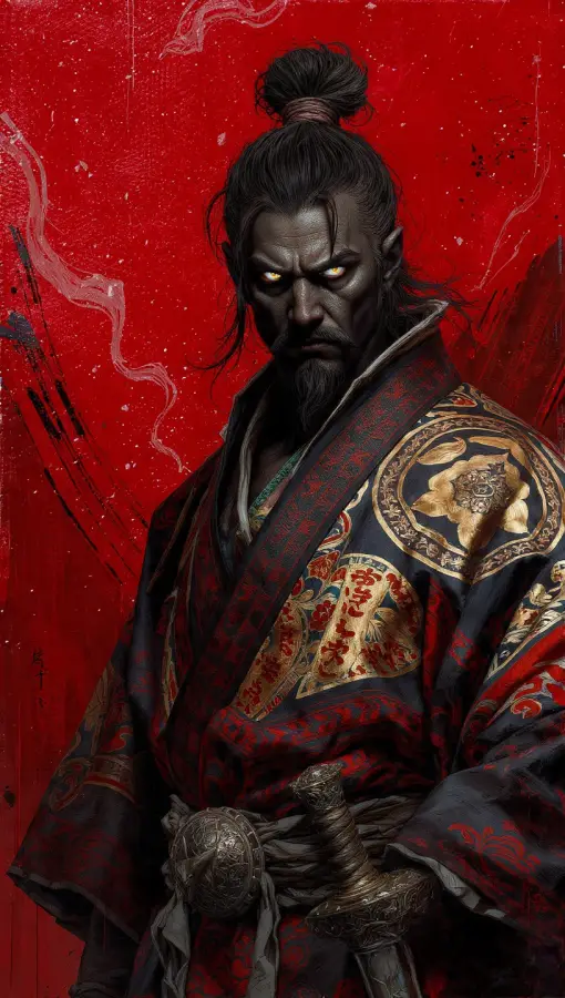 Dark Warrior Samurai Portrait 4K wallpaper for desktop and mobile - Pixbee