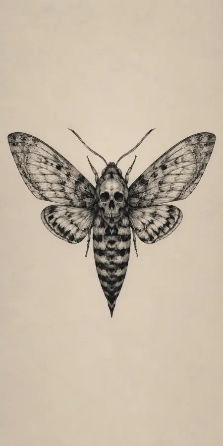 Death Head Moth With Human Skull — iphone wallpapers phone wallpaper