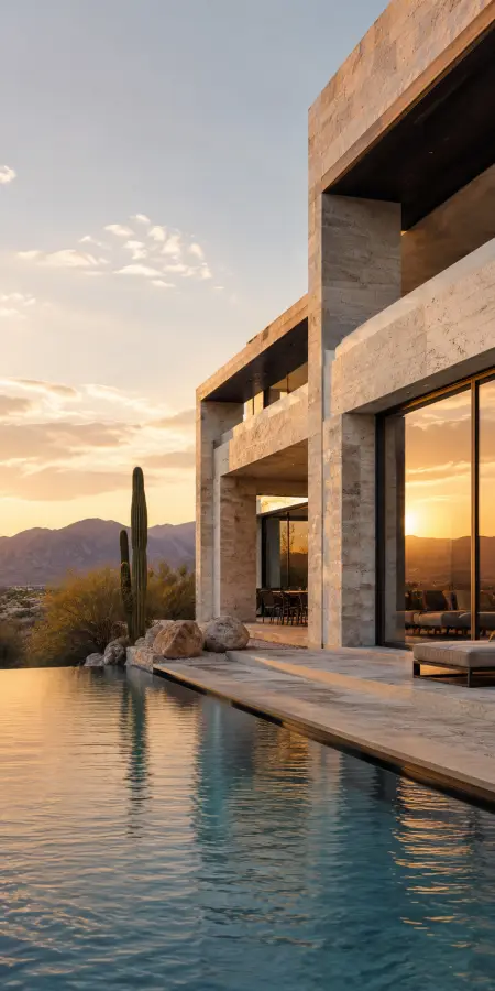 Desert Glass Villa 4K wallpaper for desktop and mobile - Pixbee
