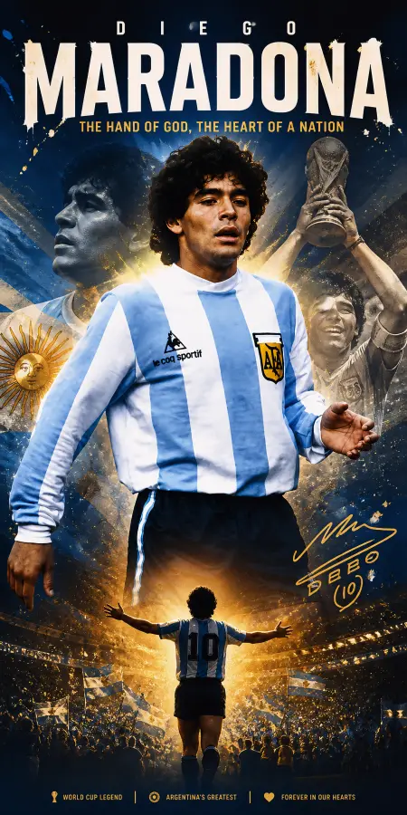 “Diego Maradona: The Hand of God, The Heart of Argentina 🇦🇷⚽👑 4K wallpaper for desktop and mobile - Pixbee
