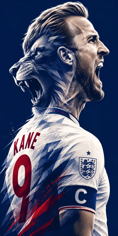 Double Exposure Harry Kane Roaring Lion Art 4K wallpaper for desktop and mobile - Pixbee