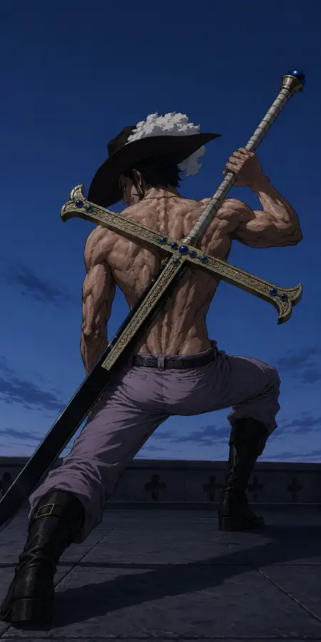 Dracule Mihawk Back View Blue Sky 4K wallpaper for desktop and mobile - Pixbee