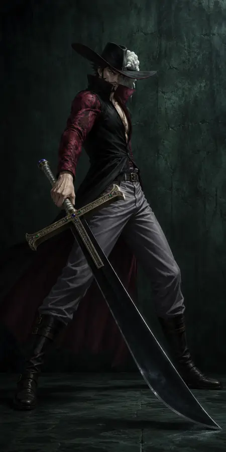 Dracule Mihawk Standing Pose Wall Background 4K wallpaper for desktop and mobile - Pixbee