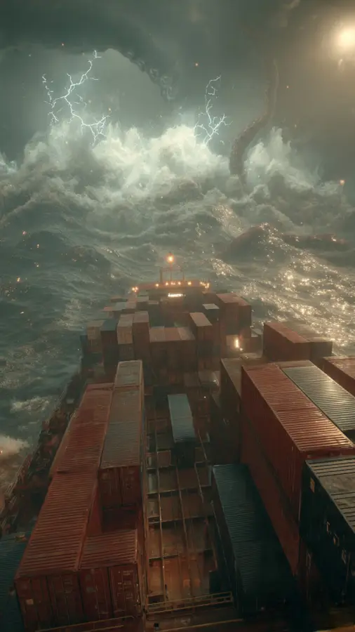 Epic Sea Storm With Giant Kraken Attack 4K wallpaper for desktop and mobile - Pixbee