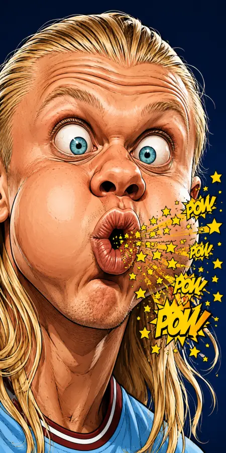 Erling Haaland Comic Star Burst Face — football phone wallpaper