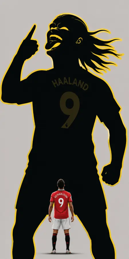 Erling Haaland Giant Silhouette Over Richarlison — football phone wallpaper