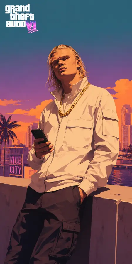 Erling Haaland Gta Vice City Style — gta vice city phone wallpaper