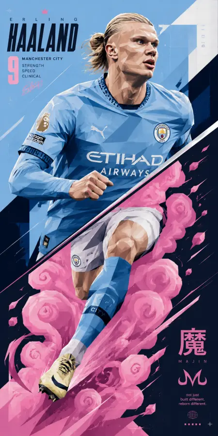 Erling Haaland Majin Aura Poster Art — football phone wallpaper