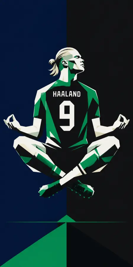 Erling Haaland Meditation Pose Vector Illustration — football phone wallpaper