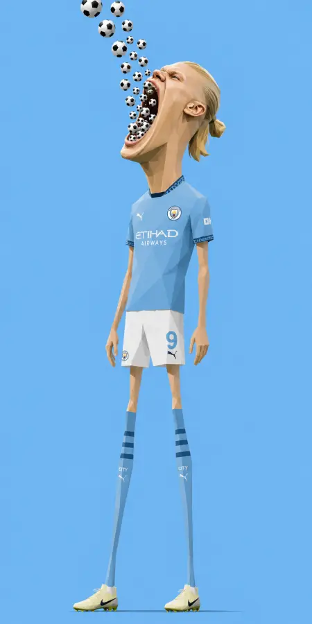 Erling Haaland Shooting Soccer Balls Mouth — football phone wallpaper