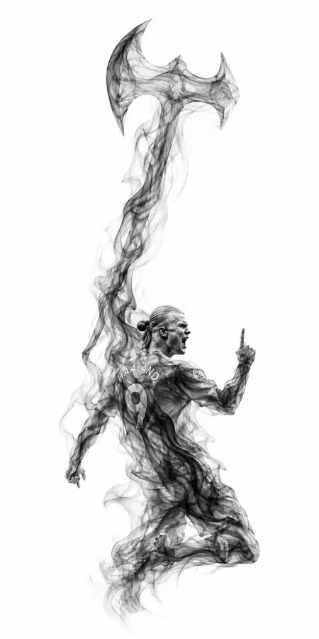 Erling Haaland Smoke Ax Celebration Art — football phone wallpaper