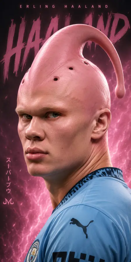 Erling Haaland Super Buu Realistic Anime Poster — football phone wallpaper
