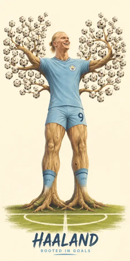 Erling Haaland Tree Roots Soccer Balls — football phone wallpaper