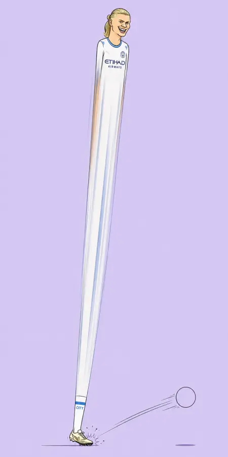 Erling Haaland Ultra Long Body Caricature — football phone wallpaper