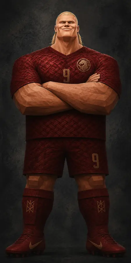 Erling Haaland Wooden Viking Warrior Statue — football phone wallpaper