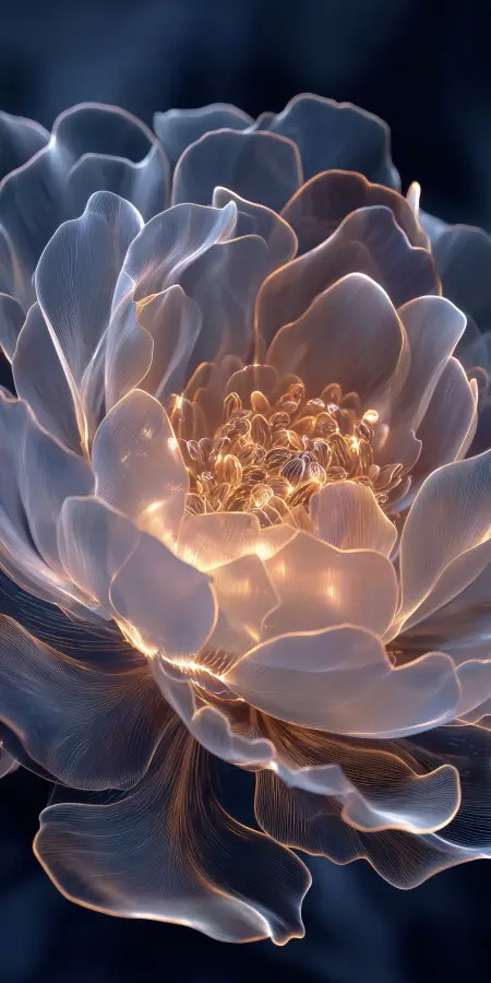 Ethereal Golden Petal Bloom 4K wallpaper for desktop and mobile - Pixbee