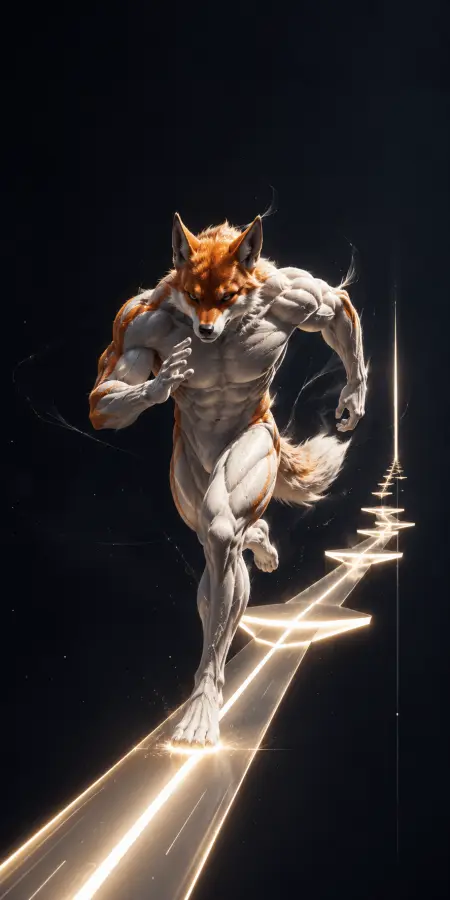 Fast Muscular Fox Running On Neon Path 4K wallpaper for desktop and mobile - Pixbee
