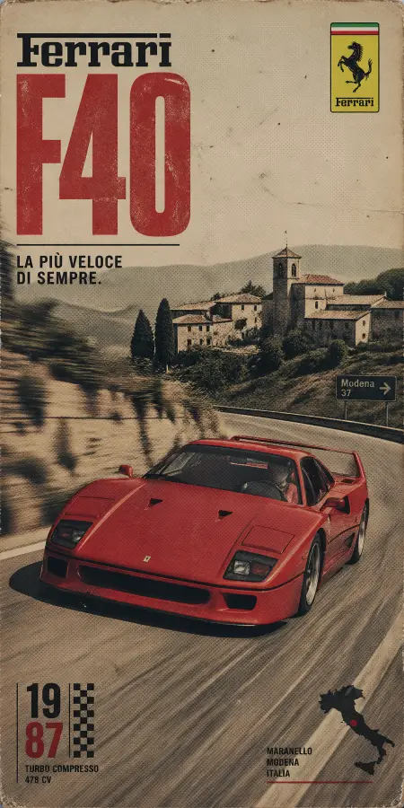 “Ferrari F40: Born to Outrun Time 🏎️🔥” 4K wallpaper for desktop and mobile - Pixbee
