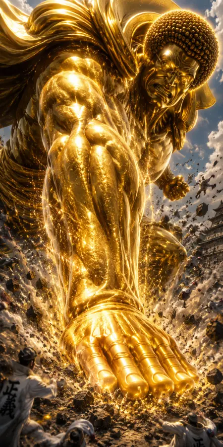 Fleet Admiral Sengoku Golden Buddha Form Crushing Impact 4K wallpaper for desktop and mobile - Pixbee
