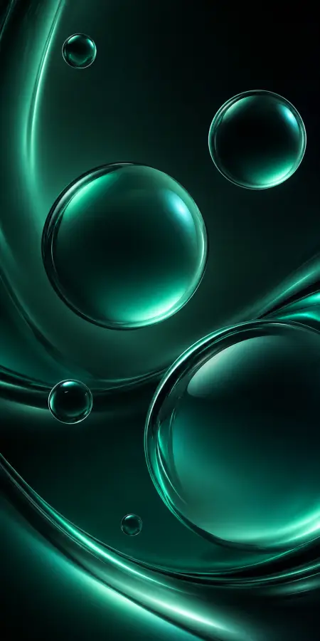 Floating emerald spheres in a sea of silence — minimal, smooth, hypnotic. 4K wallpaper for desktop and mobile - Pixbee