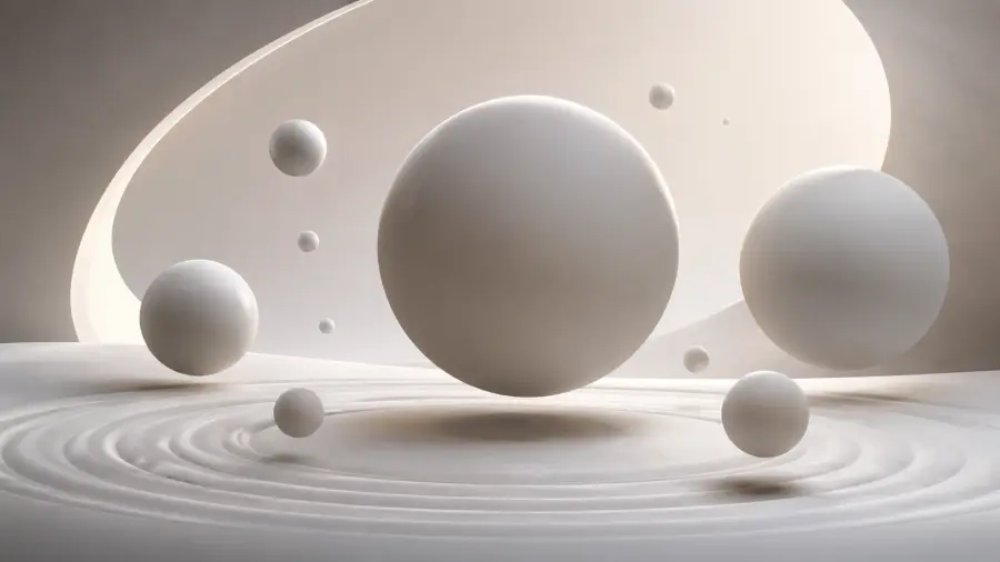 Floating Matte Spheres over Concentric Ripples 4K wallpaper for desktop and mobile - Pixbee