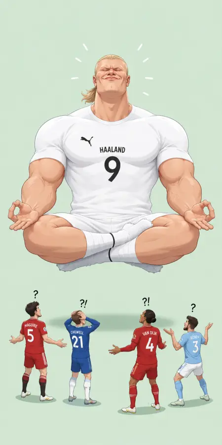 Floating Meditating Erling Haaland Soccer Art — football phone wallpaper