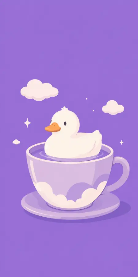 Floating through soft skies and warm tea vibes ☁️🦆💜 4K wallpaper for desktop and mobile - Pixbee