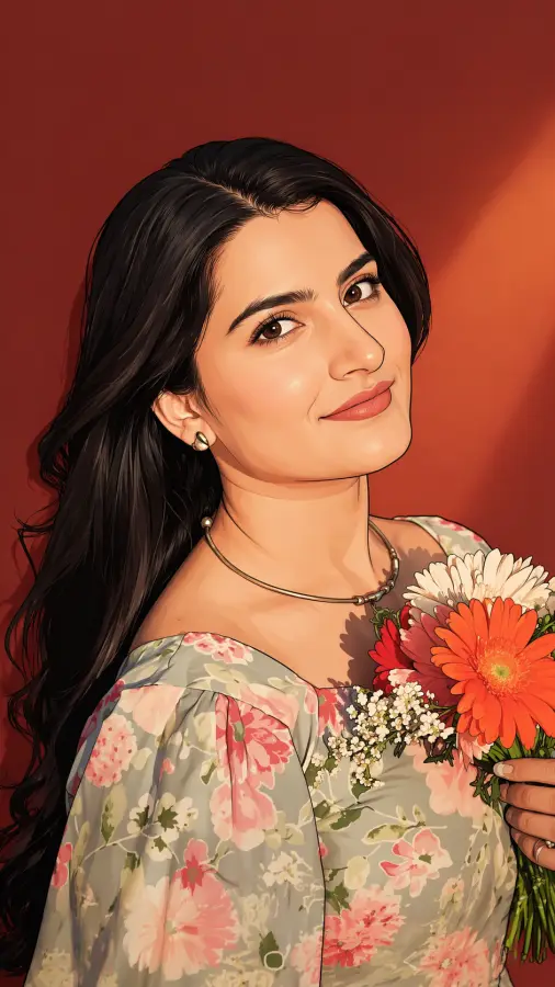 Floral Portrait Aesthetic 4K wallpaper for desktop and mobile - Pixbee
