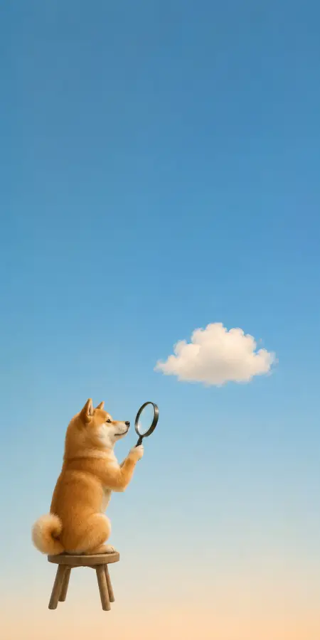 Fluffy Shiba Inu Dog Holding Magnifying Glass 4K wallpaper for desktop and mobile - Pixbee
