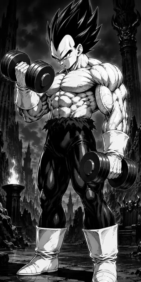 "Forged by Discipline, Built for Greatness." - Vegeta 4K wallpaper for desktop and mobile - Pixbee
