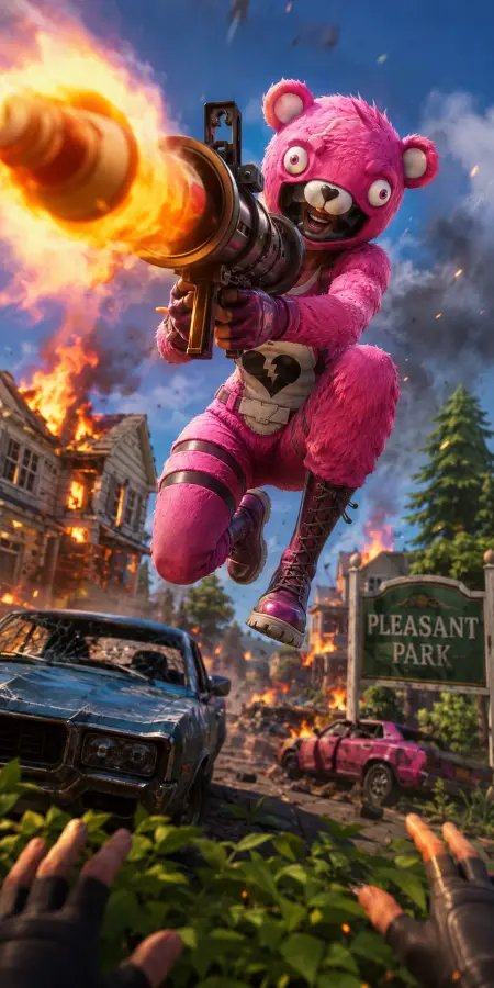 Fortnite Cuddle Team Leader Rocket Launcher 4K wallpaper for desktop and mobile - Pixbee