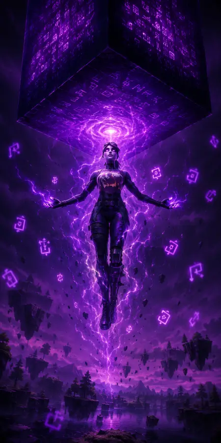 Fortnite Dark Bomber Levitating Under Cube 4K wallpaper for desktop and mobile - Pixbee