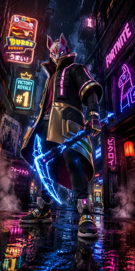 Fortnite Drift Skin in Neon City 4K wallpaper for desktop and mobile - Pixbee