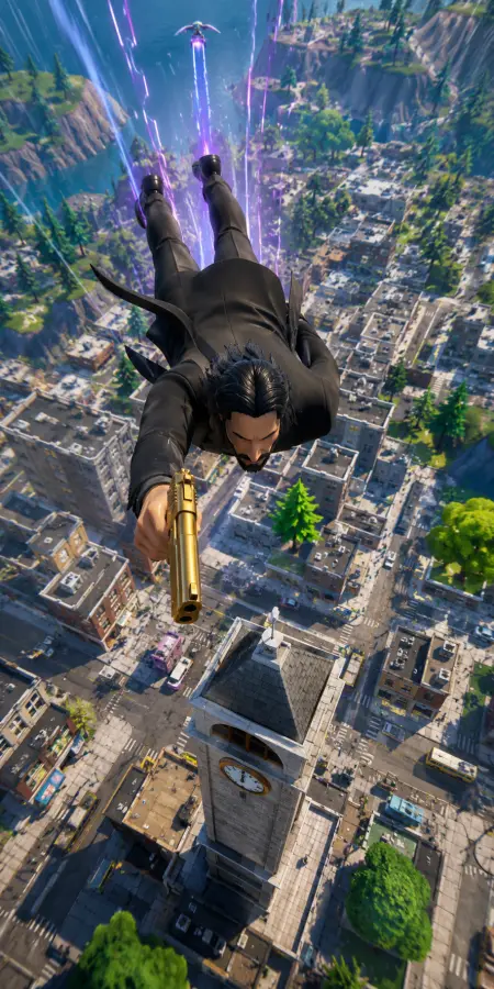 Fortnite John Wick Skydiving With Gun 4K wallpaper for desktop and mobile - Pixbee