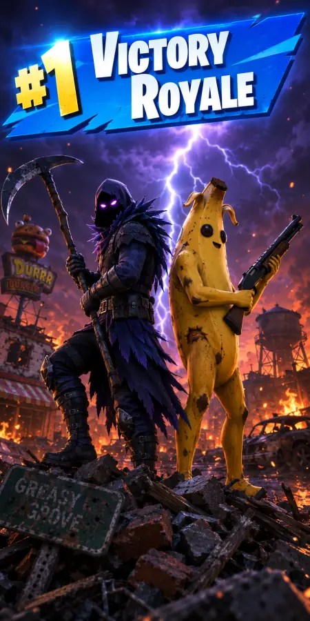 Fortnite Raven and Peely Victory Royale 4K wallpaper for desktop and mobile - Pixbee
