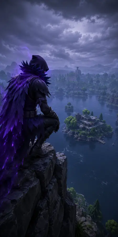 Fortnite Raven Crouching on Cliff Edge 4K wallpaper for desktop and mobile - Pixbee