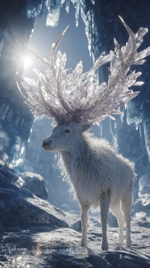 Frost Crystal Stag 4K wallpaper for desktop and mobile - Pixbee