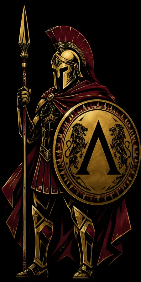 Full Armor Spartan King Leonidas Standing Shield — iphone wallpapers phone wallpaper