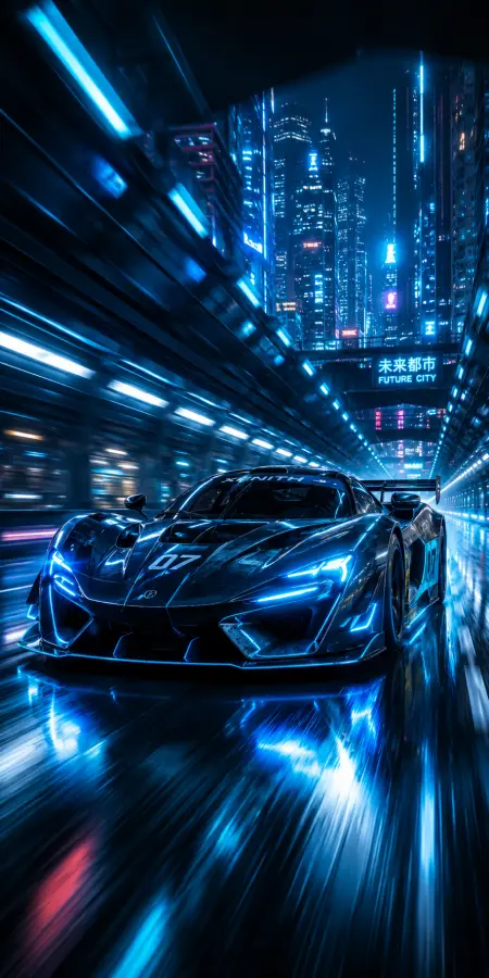 Futuristic Concept Hypercar Cyberpunk Tunnel — cars phone wallpaper