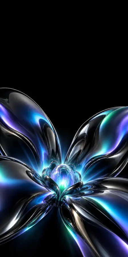 Futuristic Glowing Glass Flower Dark — iphone 18 pro max phone wallpaper