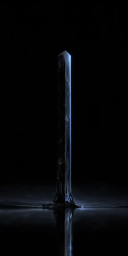 Futuristic Glowing Monolith In Dark Water — iphone wallpapers phone wallpaper