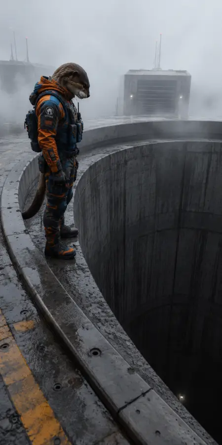 Futuristic Otter Soldier Standing At Edge — ue5 phone wallpaper