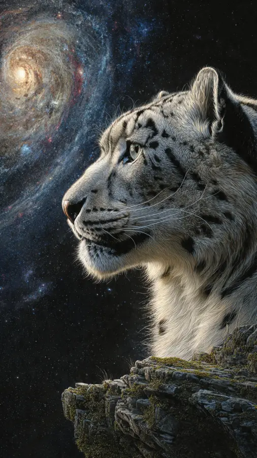 Galactic Snow Leopard 4K wallpaper for desktop and mobile - Pixbee