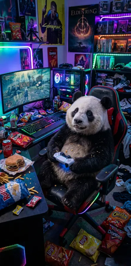 Gamer Panda 4K wallpaper for desktop and mobile - Pixbee