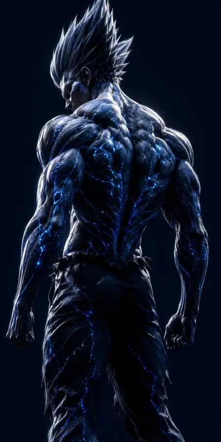 Garou One Punch Man Glowing Blue Veins 4K wallpaper for desktop and mobile - Pixbee
