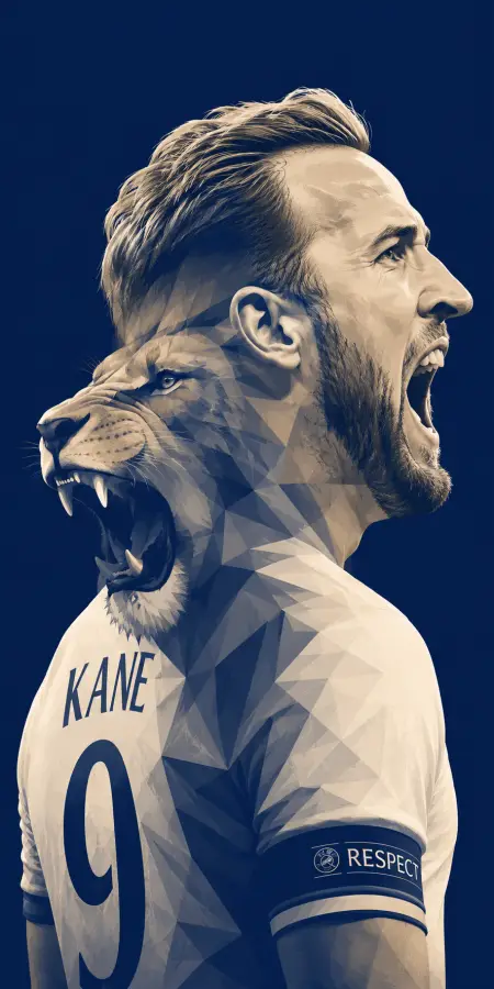 Geometric Mosaic Harry Kane Lion Double Exposure 4K wallpaper for desktop and mobile - Pixbee