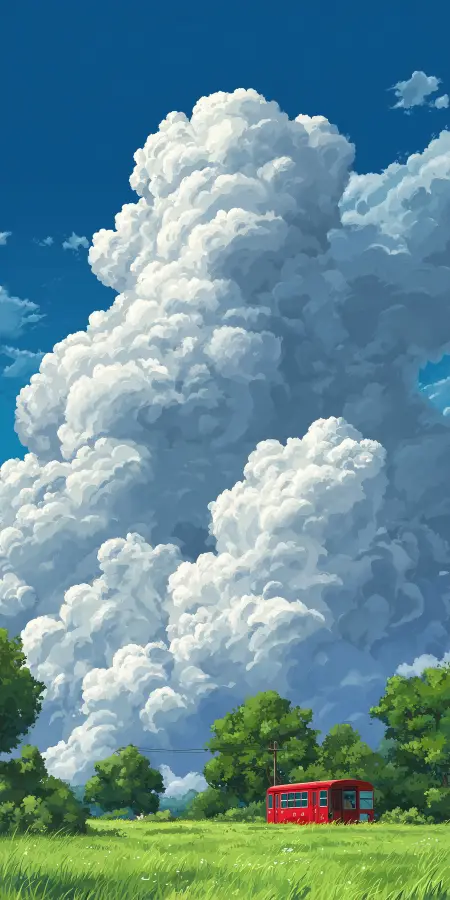Giant Cloud Over Quiet Field 4K wallpaper for desktop and mobile - Pixbee